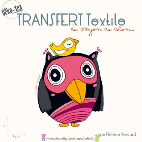 Transfert textile "La chouette et l'oiseau"